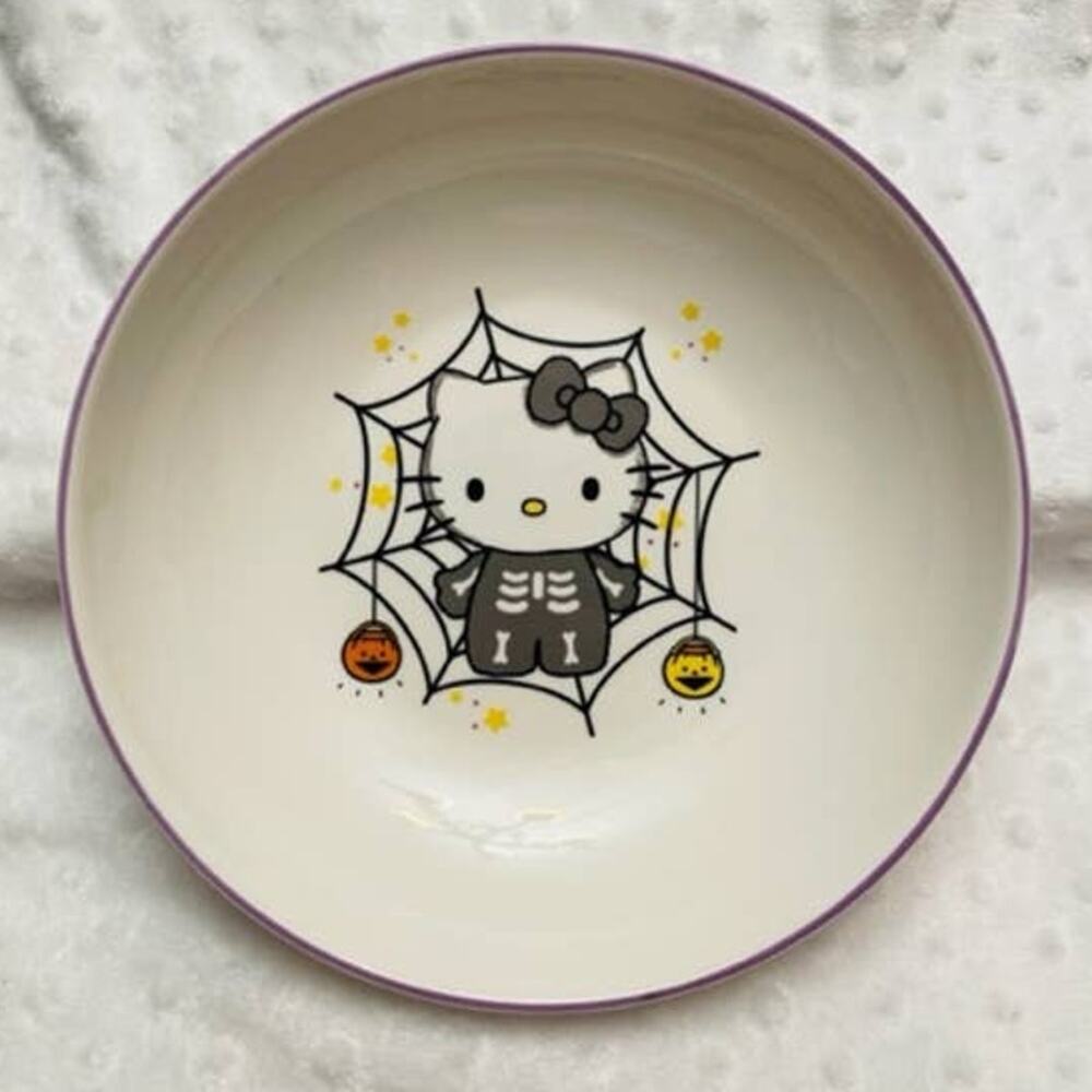 Hello Kitty Skeleton Halloween 9" Ceramic Serving Bowl- NEW